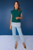 SSYS Giselle Cap Sleeve Cable Knit Mock Neck Sweater In Hunter