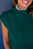 SSYS Giselle Cap Sleeve Cable Knit Mock Neck Sweater In Hunter