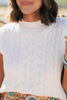 SSYS Giselle Cap Sleeve Cable Knit Mock Neck Sweater In Ivory