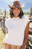 SSYS Giselle Cap Sleeve Cable Knit Mock Neck Sweater In Ivory