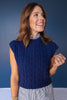 SSYS Giselle Cap Sleeve Cable Knit Mock Neck Sweater In Navy