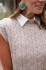 *PRE-AUTH ETA SEPT* SSYS Giselle Cap Sleeve Cable Knit Mock Neck Sweater In Taupe