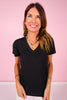SSYS Signature V Neck Tee Shirt In Black *FINAL SALE*