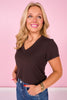 SSYS Signature V Neck Tee Shirt In Chocolate *FINAL SALE*