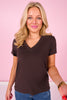 SSYS Signature V Neck Tee Shirt In Chocolate *FINAL SALE*