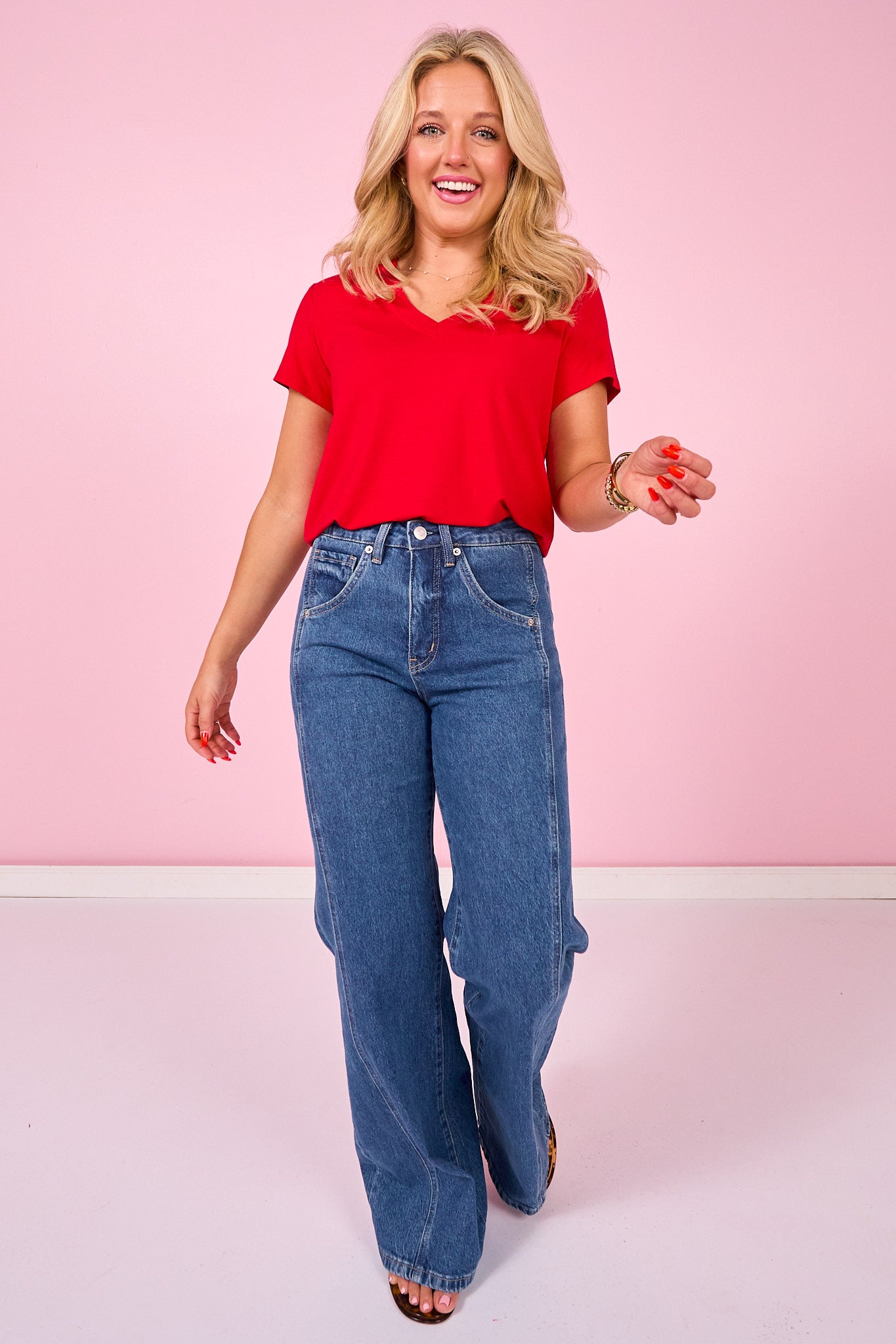 SSYS Signature V Neck Tee Shirt In Deep Red *FINAL SALE*