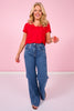 SSYS Signature V Neck Tee Shirt In Deep Red *FINAL SALE*