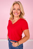 SSYS Signature V Neck Tee Shirt In Deep Red *FINAL SALE*