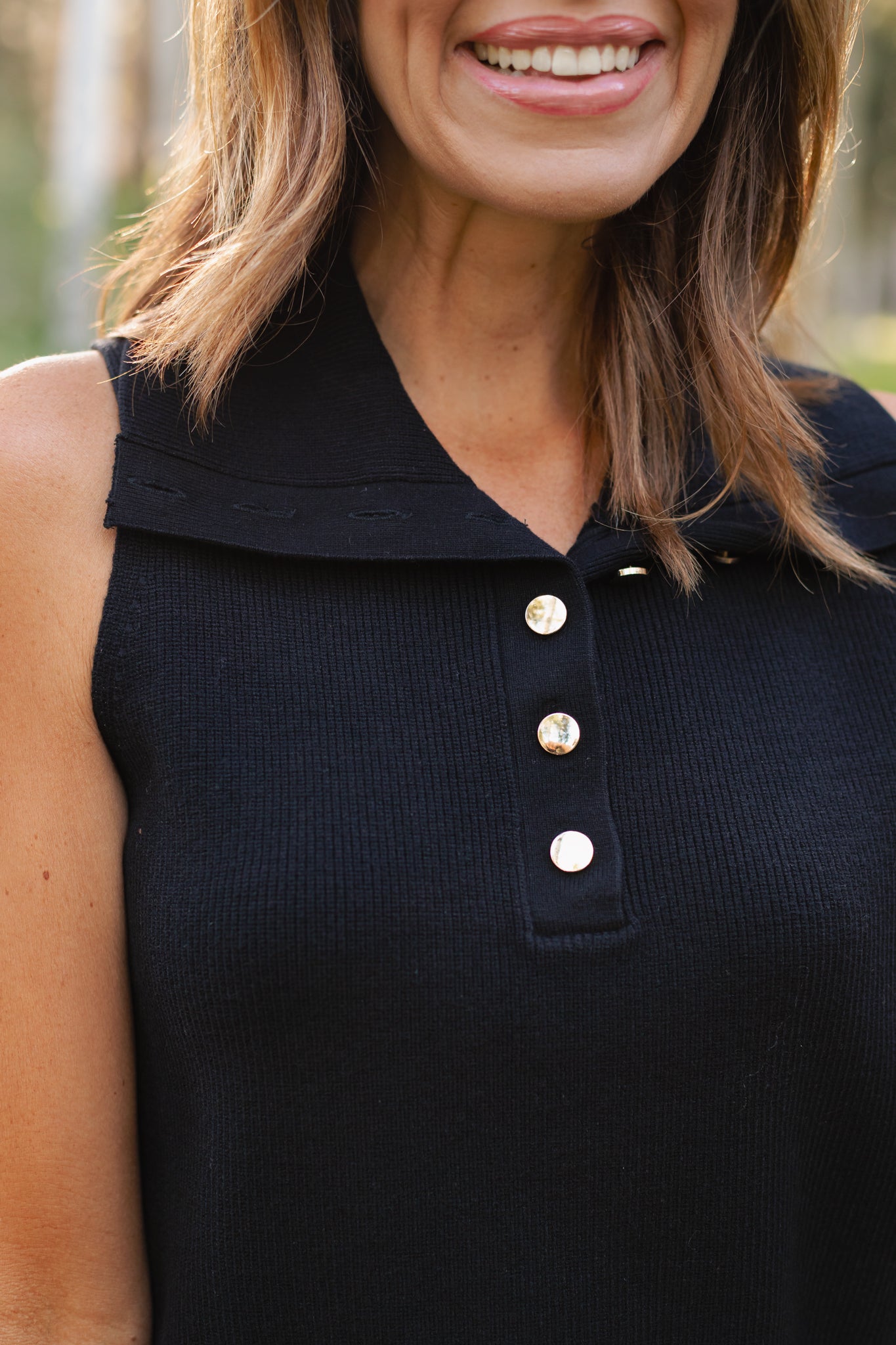 SSYS Thelma Button Turtleneck Sleeveless Sweater In Black