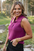 SSYS Thelma Button Turtleneck Sleeveless Sweater In Deep Orchid