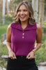 SSYS Thelma Button Turtleneck Sleeveless Sweater In Deep Orchid