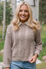 SSYS Henley Open Weave Long Sleeve Sweater In Light Taupe