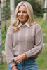 SSYS Henley Open Weave Long Sleeve Sweater In Light Taupe
