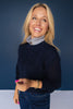 *ETA OCT* SSYS Henley Open Weave Long Sleeve Sweater In Navy *FINAL SALE*