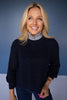 *ETA OCT* SSYS Henley Open Weave Long Sleeve Sweater In Navy *FINAL SALE*