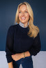 *ETA OCT* SSYS Henley Open Weave Long Sleeve Sweater In Navy *FINAL SALE*