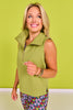 SSYS Ainsley Sleeveless Cropped Air Pullover In Light Olive