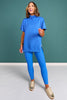 SSYS Gigi Air Mock Neck Short Sleeve Pullover In Cerulean