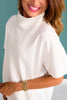 SSYS Gigi Air Mock Neck Short Sleeve Pullover In Ivory