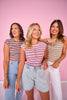 SSYS Cece Striped Knit Cap Sleeve Top In Navy Contrast