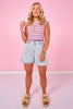 SSYS Cece Striped Knit Cap Sleeve Top In Butter Yellow Contrast