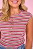 SSYS Cece Striped Knit Cap Sleeve Top In Mulberry Contrast
