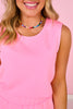 SSYS Crew Neck Sleeveless Scuba Top In Bright Pink