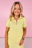 SSYS Scuba Short Sleeve Pink Contrast Zip Up Top In Butter Yellow