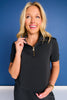 SSYS Scuba Short Sleeve Gold Contrast Zip Up Top In Black