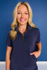 SSYS Scuba Short Sleeve Gold Contrast Zip Up Top In Navy
