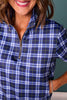 *PRE-ORDER ETA DEC* SSYS Scuba Short Sleeve Zip Up Top In Navy Tartan *FINAL SALE*