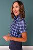 *PRE-ORDER ETA DEC* SSYS Scuba Short Sleeve Zip Up Top In Navy Tartan *FINAL SALE*