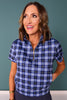 *PRE-ORDER ETA DEC* SSYS Scuba Short Sleeve Zip Up Top In Navy Tartan *FINAL SALE*