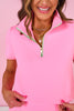 SSYS Scuba Short Sleeve Mint Contrast Zip Up Top In Pink