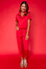SSYS Scuba Short Sleeve Zip Up Top In Red