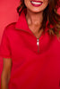 SSYS Scuba Short Sleeve Zip Up Top In Red