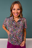 SSYS Scuba Short Sleeve Zip Up Top In Wildflower