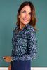 SSYS Long Sleeve Quarter Zip Top In Navy Floral