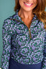 SSYS Long Sleeve Quarter Zip Top In Navy Floral