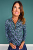 SSYS Long Sleeve Quarter Zip Top In Navy Floral