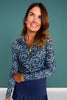 SSYS Long Sleeve Quarter Zip Top In Navy Floral
