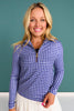 SSYS Long Sleeve Quarter Zip Top In Navy Gingham