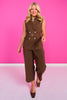 SSYS Jules Belted Sleeveless Vest In Brown