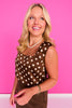 SSYS Jules Square Neck Top In Brown Polka Dot