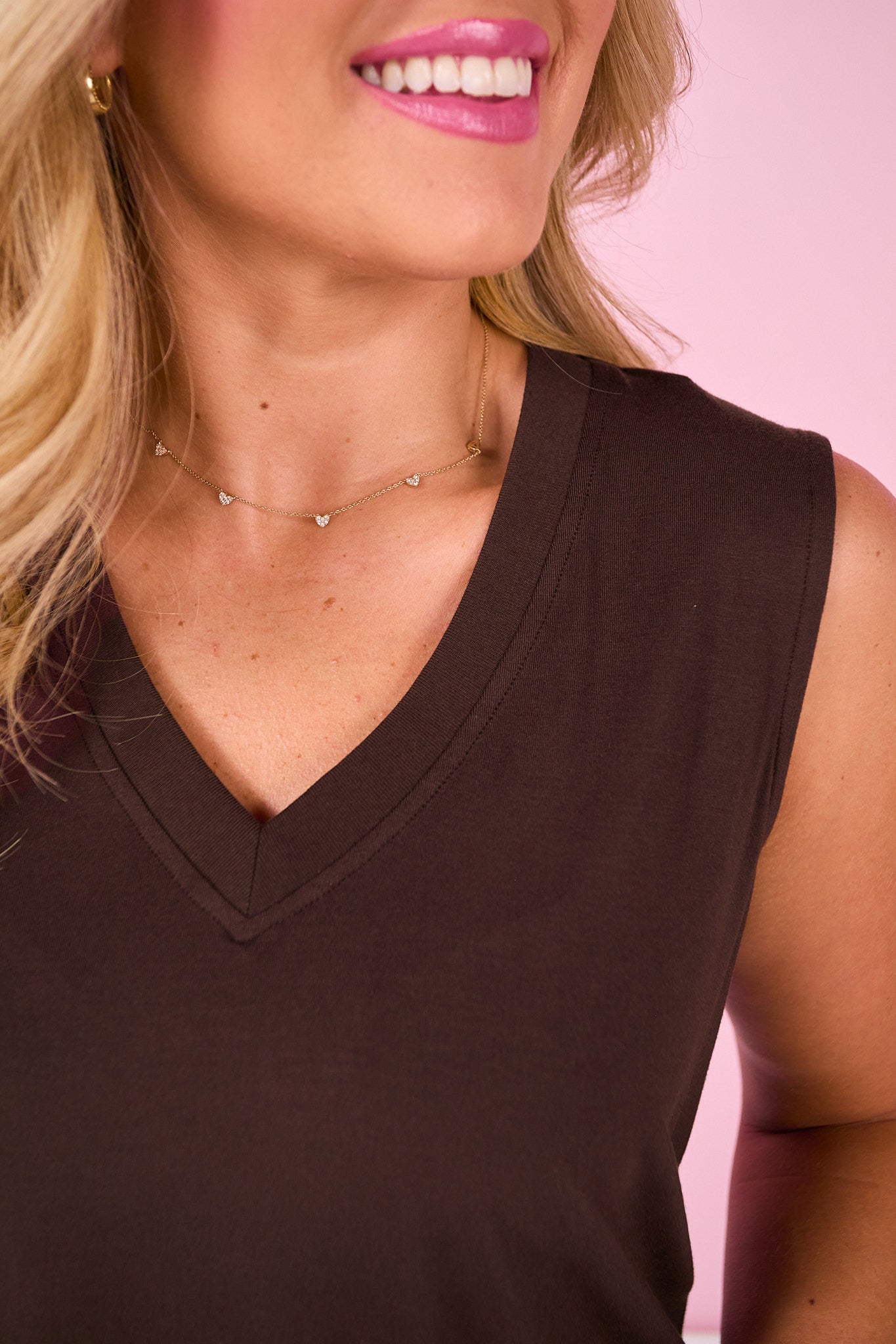 SSYS Signature V Neck Sleeveless Tank In Chocolate *FINAL SALE*
