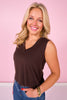 SSYS Signature V Neck Sleeveless Tank In Chocolate *FINAL SALE*