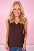 SSYS Signature V Neck Sleeveless Tank In Chocolate *FINAL SALE*
