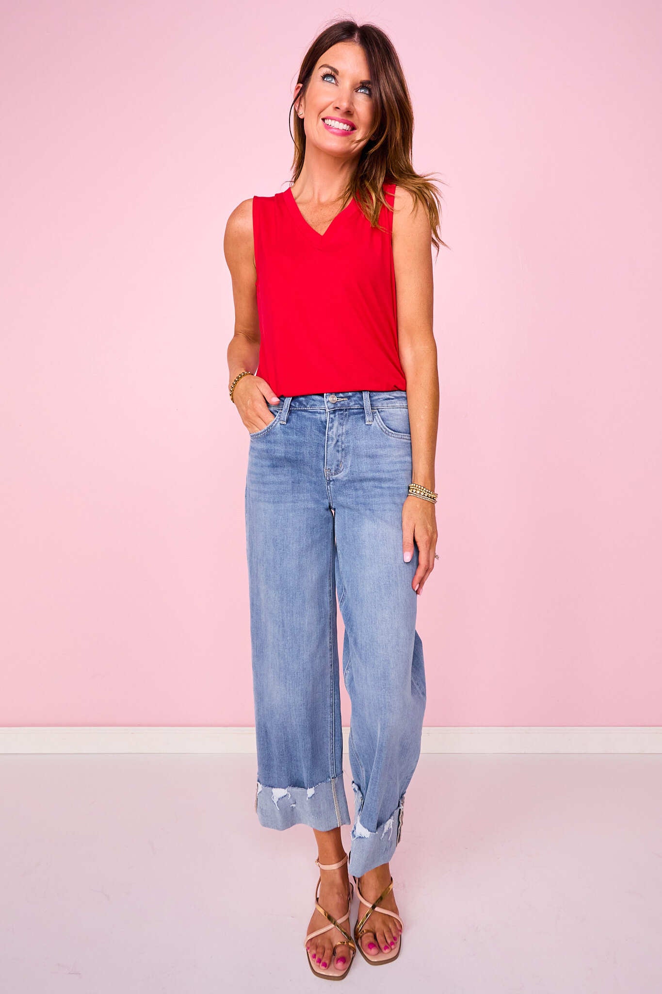 SSYS Signature V Neck Sleeveless Tank In Deep Red *FINAL SALE*