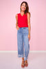 SSYS Signature V Neck Sleeveless Tank In Deep Red *FINAL SALE*