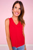SSYS Signature V Neck Sleeveless Tank In Deep Red *FINAL SALE*